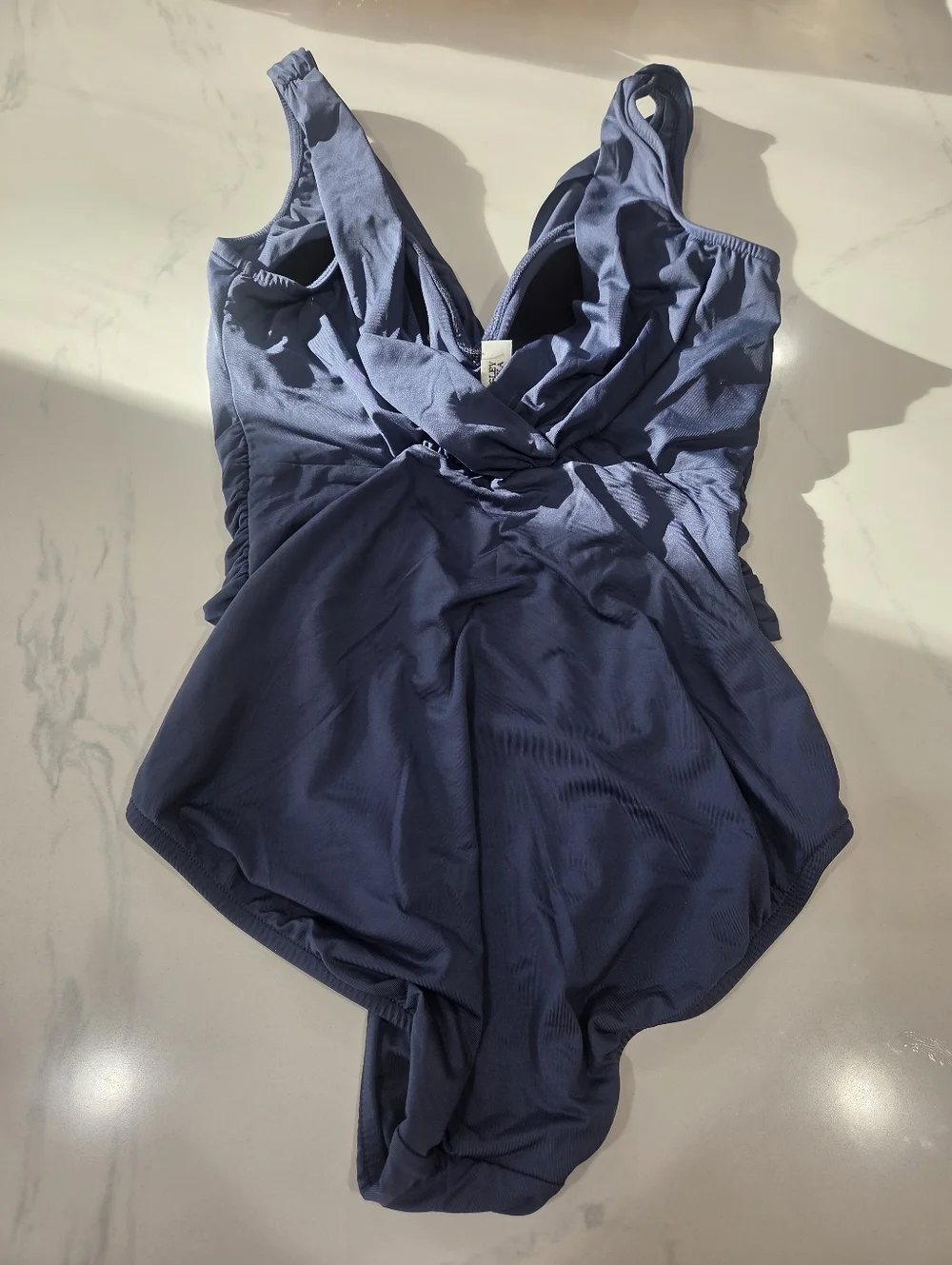 Badgley Mischka Slate Blue V-Neck One-Piece Swim Size 6.